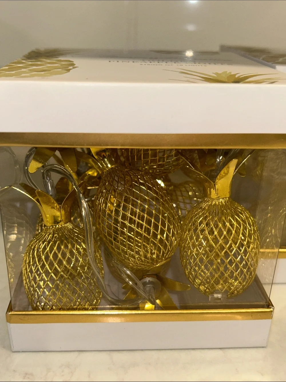 Tommy Bahama Golden Pineapple Lights string of 10 (x2) NEW
